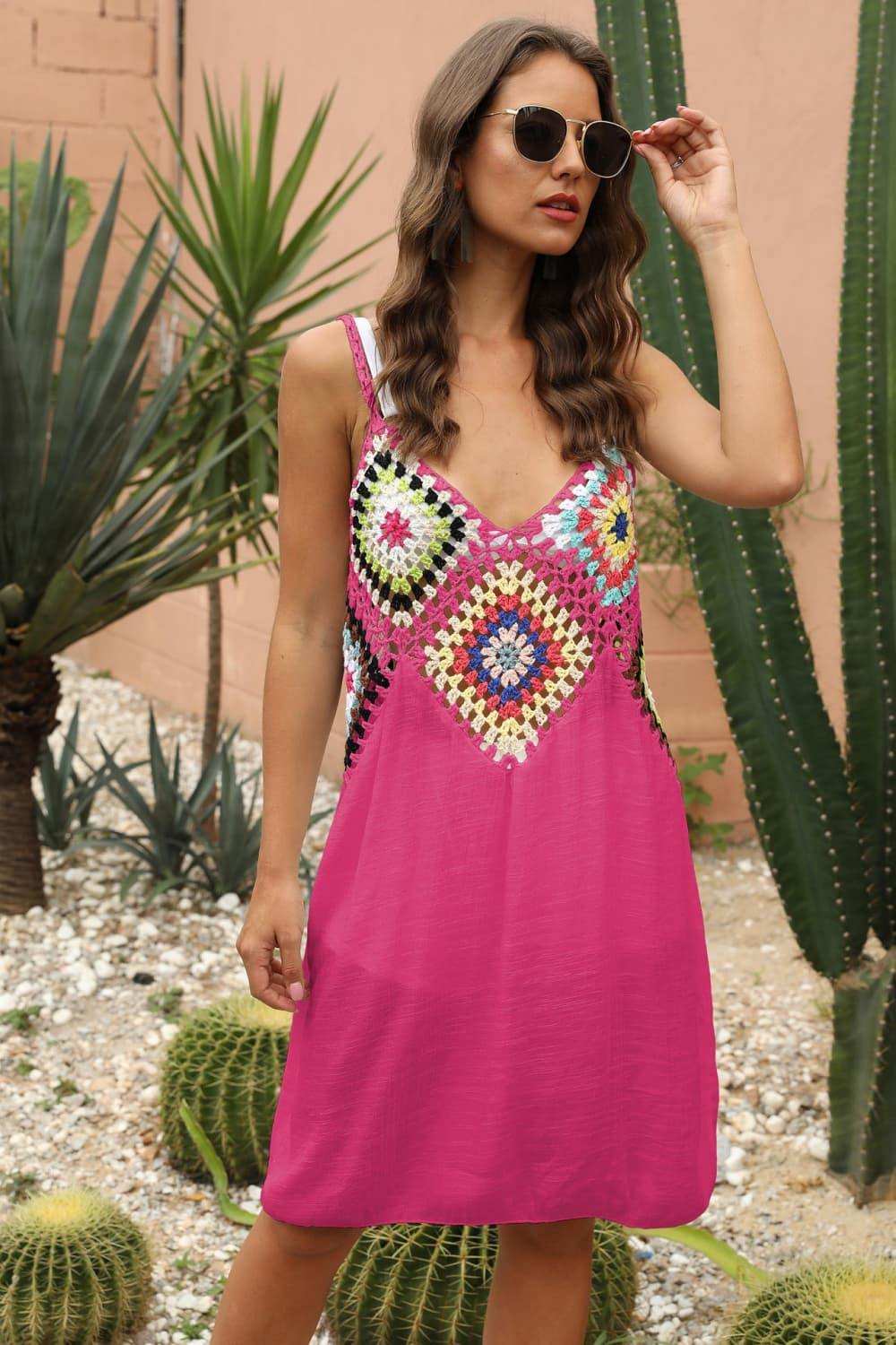 Openwork Sleeveless Embroidery Dress - Trendsi - Flyclothing LLC