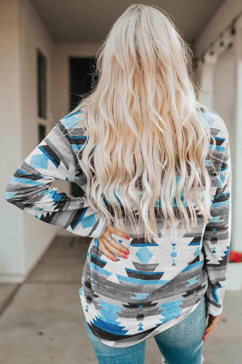 Printed Button Up Long Sleeve Shirt - Trendsi - Flyclothing LLC