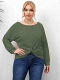 Plus Size Twisted Drop Shoulder T-Shirt - Trendsi - Flyclothing LLC