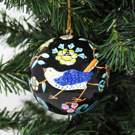 Handpainted Elephant & Bird Ornaments, Set of 2 - Asha Handicrafts - Flyclothing LLC