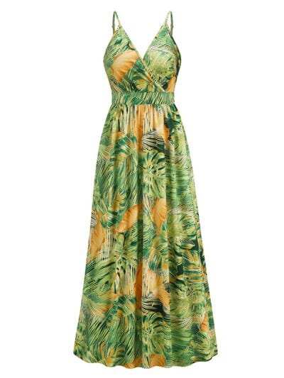 Printed Surplice Spaghetti Strap Dress - Trendsi - Flyclothing LLC