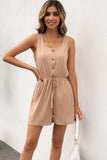 Buttoned Round Neck Sleeveless Romper - Trendsi - Flyclothing LLC
