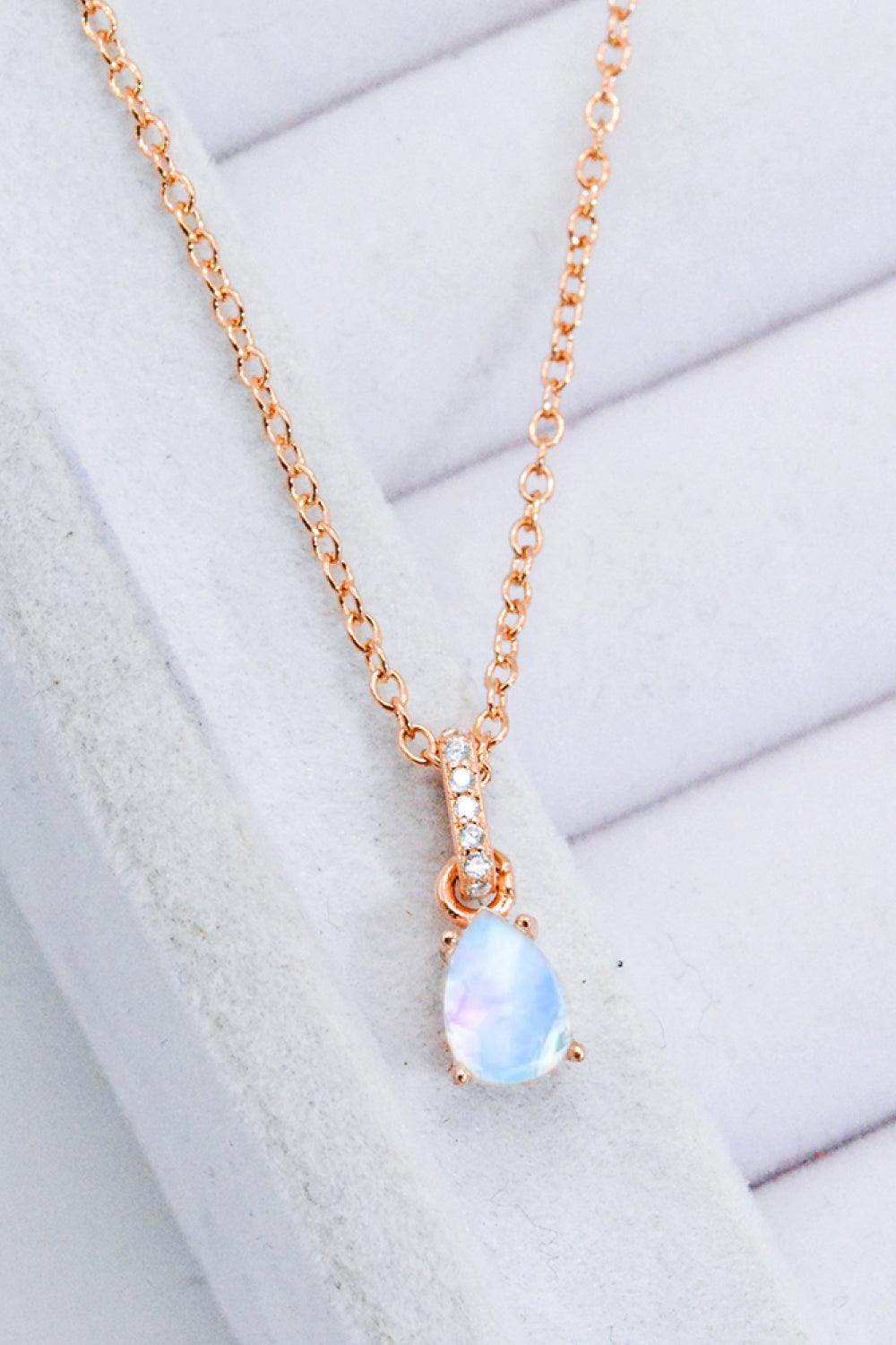Moonstone Teardrop Pendant Necklace - Trendsi - Flyclothing LLC