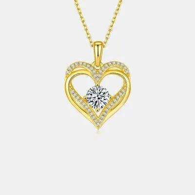 1.2 Carat Moissanite 925 Sterling Silver Heart Necklace - Trendsi - Flyclothing LLC