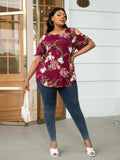 Plus Size Cold-Shoulder Round Neck Curved Hem Tee - Trendsi - Flyclothing LLC