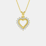 Moissanite 925 Sterling Silver Heart Pendant Necklace - Trendsi - Flyclothing LLC