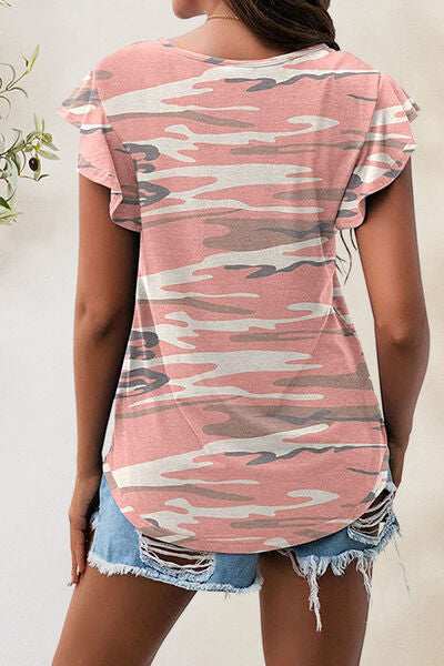Printed Round Neck Short Sleeve T-Shirt - Trendsi - Flyclothing LLC