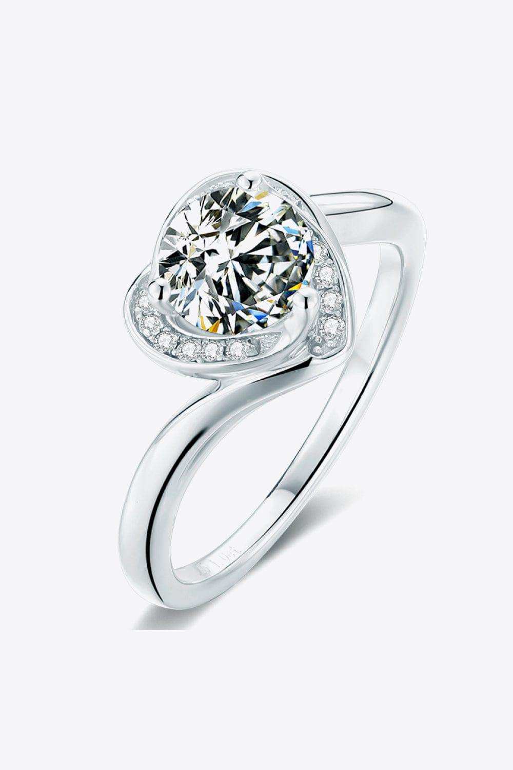 1 Carat Moissanite Heart Ring - Trendsi - Flyclothing LLC