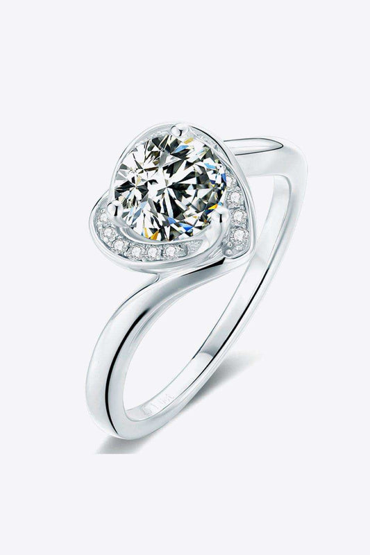 1 Carat Moissanite Heart Ring - Trendsi - Flyclothing LLC