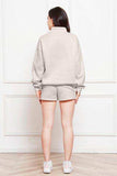 Half Zip Long Sleeve Sweatshirt and Drawstring Shorts Set - Trendsi - Flyclothing LLC