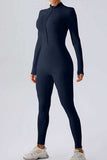Half Zip Mock Neck Active Jumpsuit - Trendsi - Flyclothing LLC