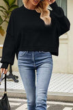 Round Neck Dropped Shoulder Sweater - Trendsi - Flyclothing LLC