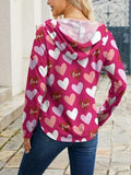 Heart Drawstring Dropped Shoulder Hoodie - Trendsi - Flyclothing LLC