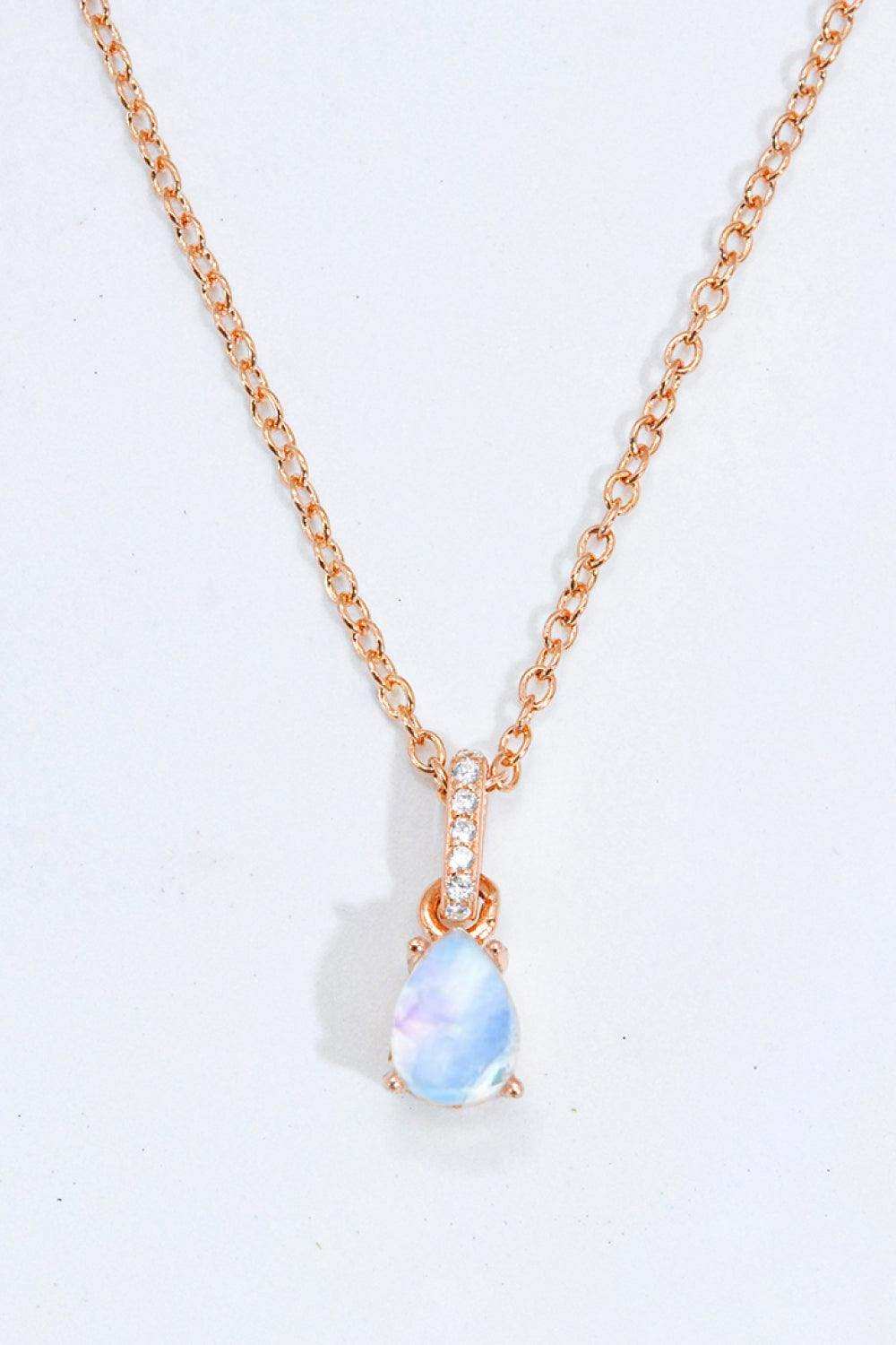 Moonstone Teardrop Pendant Necklace - Trendsi - Flyclothing LLC