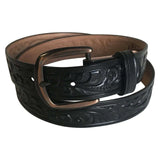 Tooled Floral Genuine Leather Western Belt (Black or Brown) - Rockmount Clothing - Flyclothing LLC