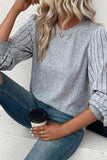 Ribbed Round Neck Long Sleeve Knit Top - Trendsi - Flyclothing LLC