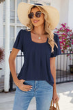 Eyelet Square Neck Flutter Sleeve Blouse - Trendsi - Flyclothing LLC
