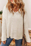 Openwork Round Neck Long Sleeve Sweater - Trendsi - Flyclothing LLC