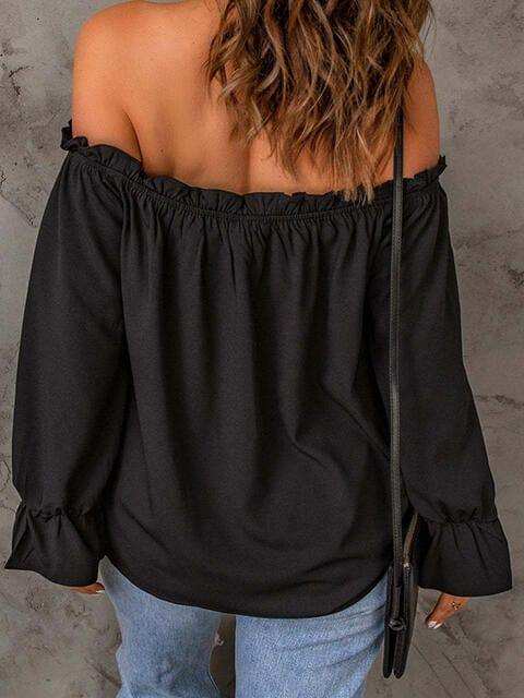 Off-Shoulder Flounce Sleeve Blouse - Trendsi - Flyclothing LLC