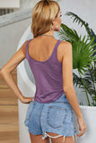 Curved Hem Round Neck Tank - Trendsi - Flyclothing LLC