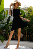 Round Neck Short Sleeve Mini A-Line Dress - Trendsi - Flyclothing LLC