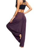Tied Mid Waist Long Harem Pants - Trendsi - Flyclothing LLC