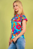 Floral Round Neck Tied Blouse - Trendsi - Flyclothing LLC