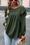 Ruffle Trim Balloon Sleeve Blouse - Trendsi - Flyclothing LLC
