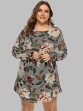 Full Size Floral Long Sleeve Mini Dress - Trendsi - Flyclothing LLC