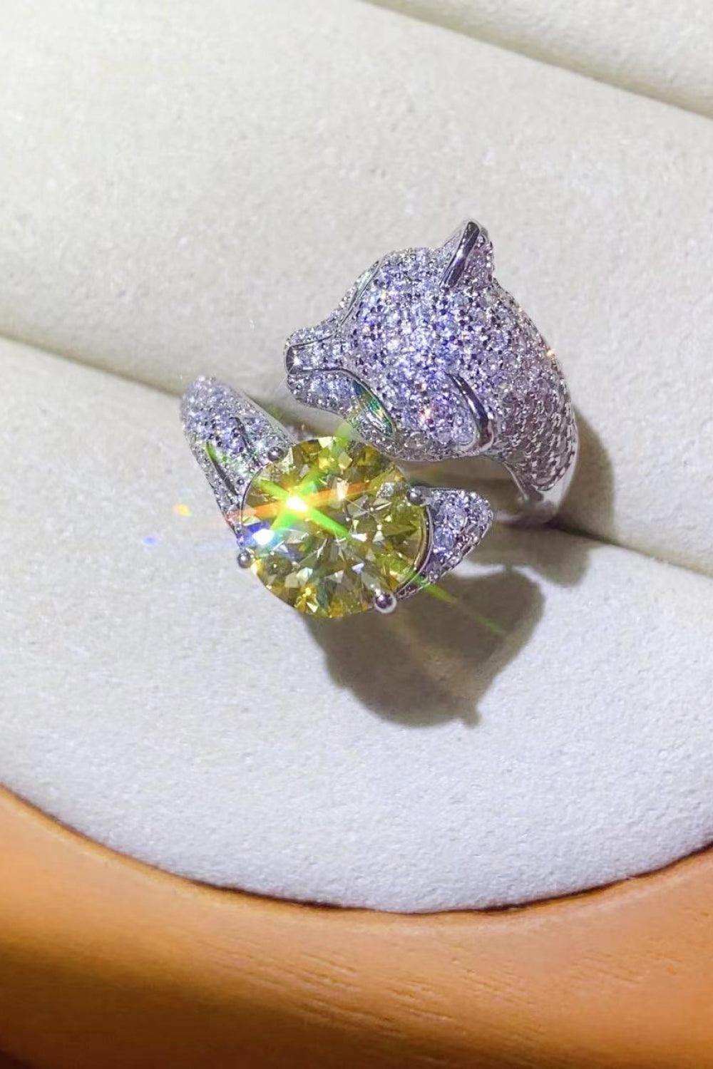 2 Carat Yellow Moissanite Animal Bypass Ring - Trendsi - Flyclothing LLC