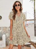 Animal Print Button Front Flutter Sleeve Dress - Trendsi - Flyclothing LLC