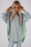 Contrast Texture Round Neck Long Sleeve Blouse - Trendsi - Flyclothing LLC