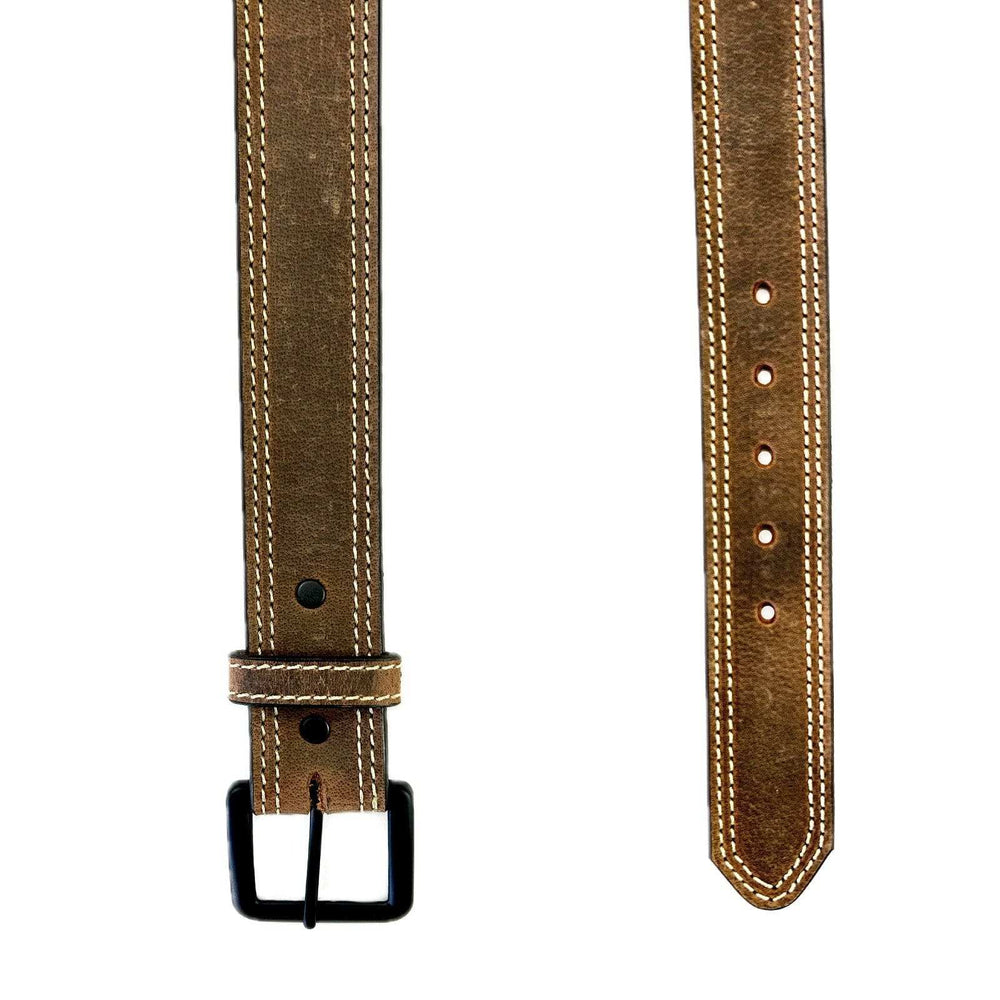 Rockmount Clothing Double Stitch Distressed Brown Leather Western Belt - Rockmount Clothing - Flyclothing LLC