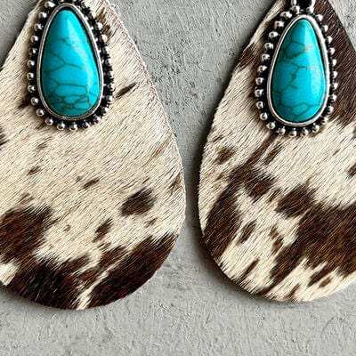 Artificial Turquoise Teardrop Earrings - Trendsi - Flyclothing LLC