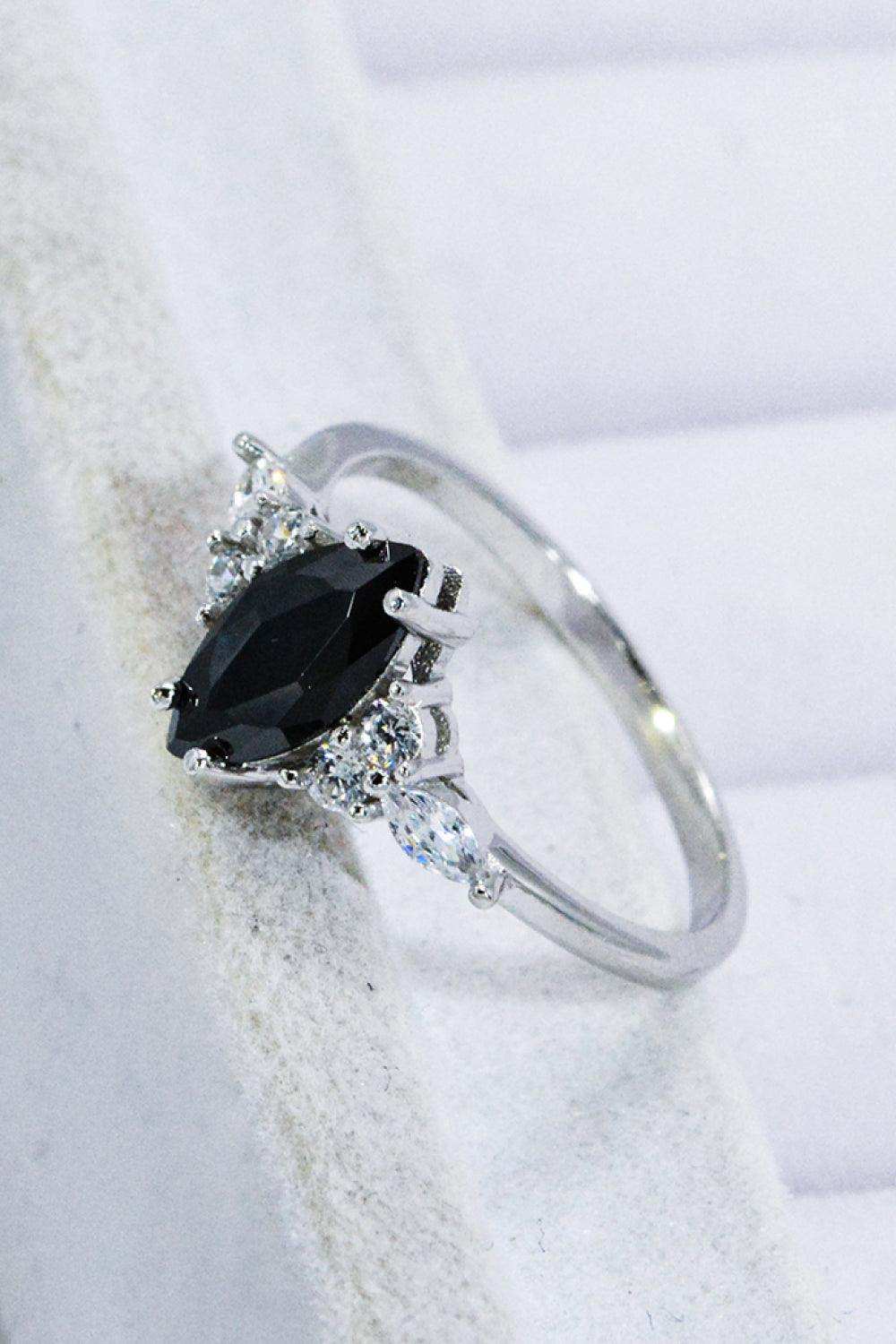 925 Sterling Silver Black Agate Ring - Trendsi - Flyclothing LLC