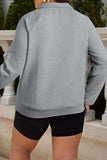 Plus Size Texture Half Snap Long Sleeve Sweatshirt - Trendsi - Flyclothing LLC
