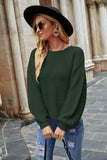 Round Neck Lantern Sleeve Sweater - Trendsi - Flyclothing LLC