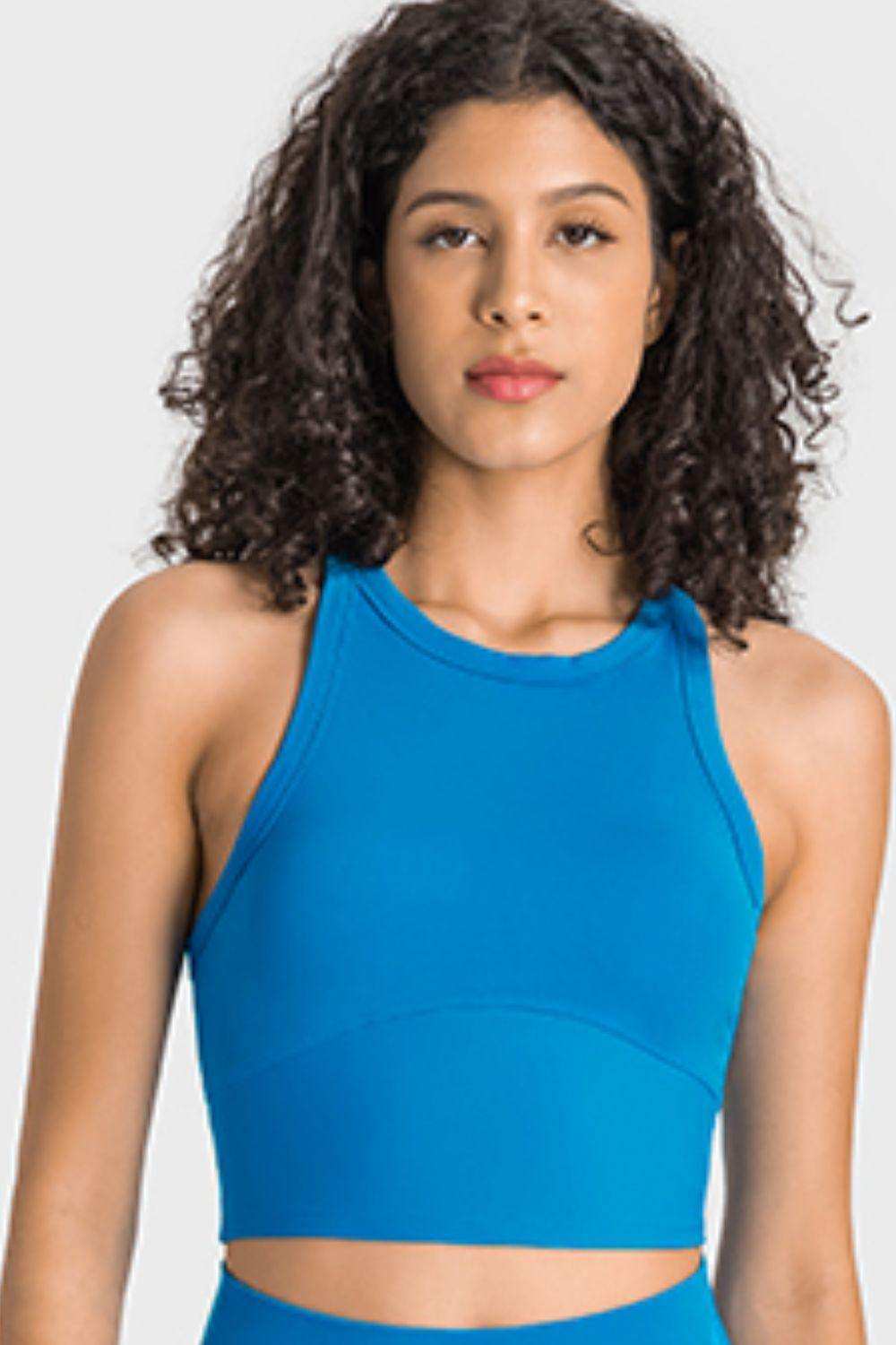 Racerback Cropped Sports Tank - Trendsi - Flyclothing LLC