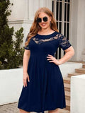 Plus Size Ruched Round Neck Short Sleeve Dress - Trendsi - Flyclothing LLC