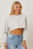 Round Neck Dropped Shoulder Cropped Sweatshirt - Trendsi - Flyclothing LLC