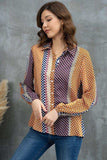 Printed Collared Neck Long Sleeve Shirt - Trendsi - Flyclothing LLC