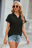Johnny Collar Short Sleeve Blouse - Trendsi - Flyclothing LLC