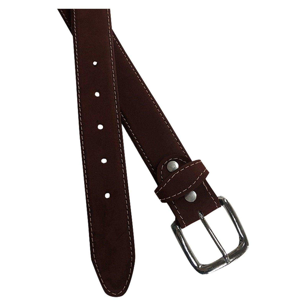 Sanded Nubuck Full Grain Genuine Leather Western Belt in Brown - Rockmount Clothing - Flyclothing LLC