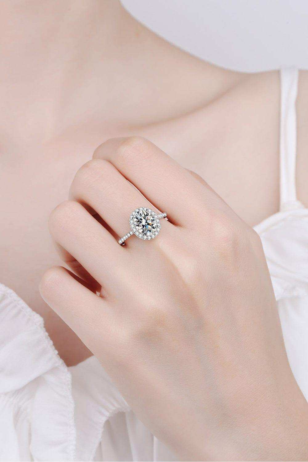 2 Carat Moissanite 925 Sterling Silver Halo Ring - Trendsi - Flyclothing LLC