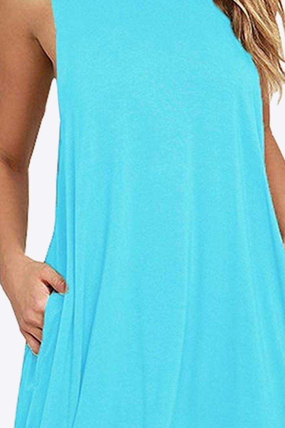 Full Size Round Neck Sleeveless Dress with Pockets - Trendsi - Flyclothing LLC