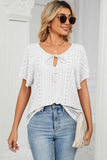 Eyelet Tie Neck Flutter Sleeve Blouse - Trendsi - Flyclothing LLC