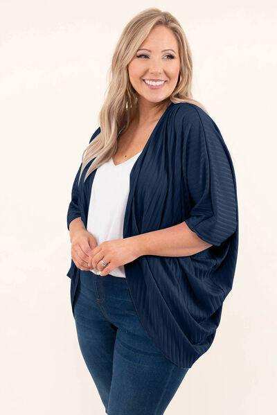 Plus Size Ribbed Cocoon Cover Up - Trendsi - Flyclothing LLC