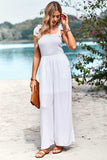 Frill Trim Tie Shoulder Wide Leg Jumpsuit with Pockets - Trendsi - Flyclothing LLC