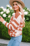 Contrast Round Neck Long Sleeve Sweater - Trendsi - Flyclothing LLC