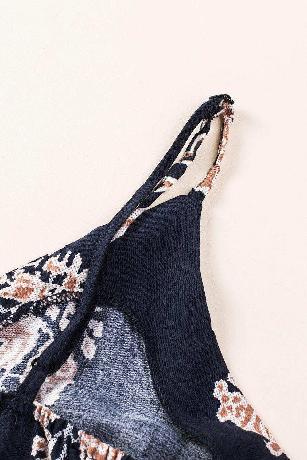 Printed V-Neck Sleeveless Jumpsuit - Trendsi - Flyclothing LLC